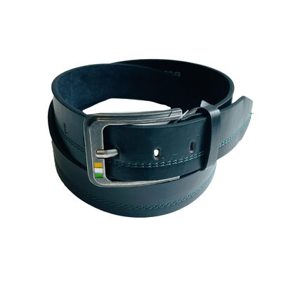 McCabe Collection Real Leather Green Stitch Belt