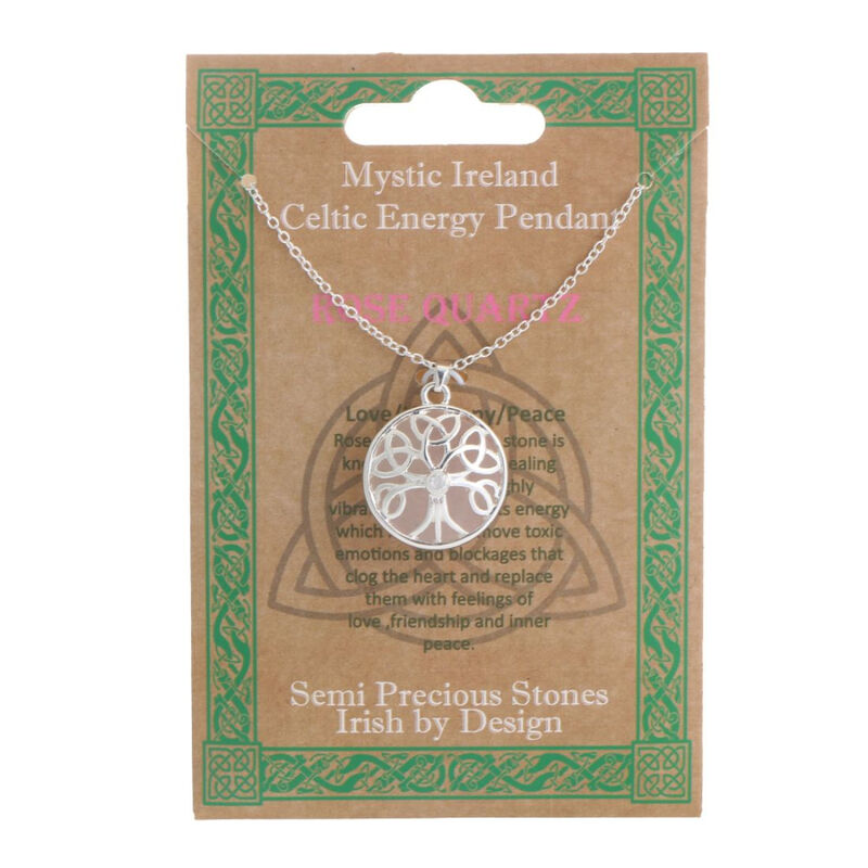 Mystic Ireland Rose Quartz Semi Precious Stone Celtic Energy Pendant