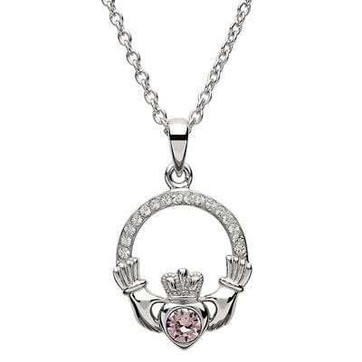 Shanore Claddagh June Alexandrite Birthstone Pendant Adorned With Crystal