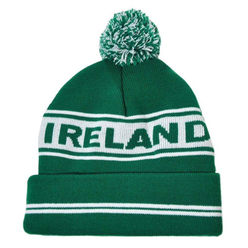 Green Ski Bobble Hat Designed With Ireland Text And White Banner