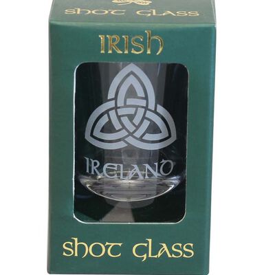 Boxed Irish Shot Glass With Trinity Knot Design