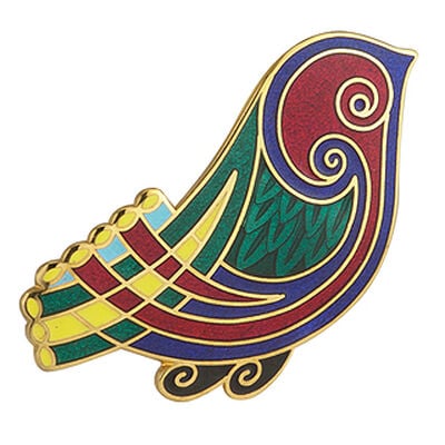 Gold Plated Brooch Wit Coloured Bird Design  Presented In A Box