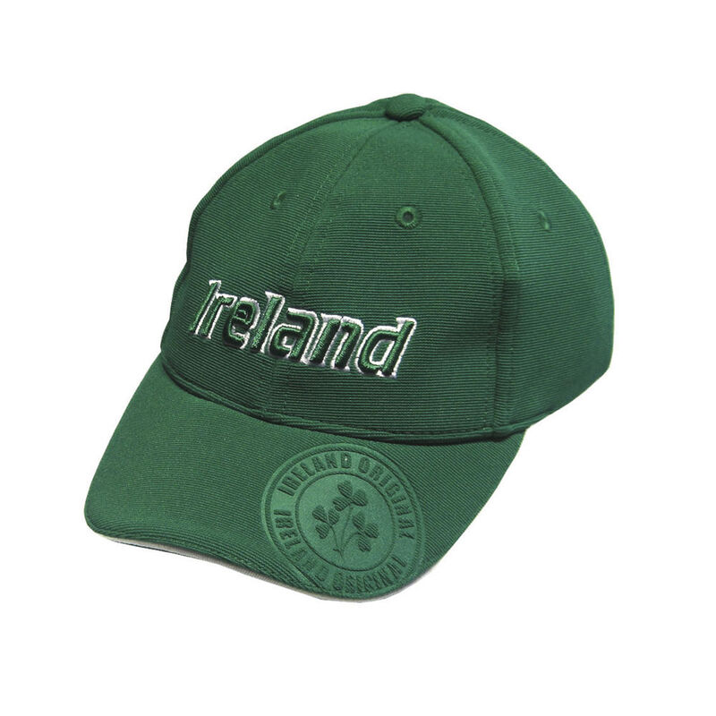Baseball Cap For Kids With Ireland Emblem Badge  Green Colour
