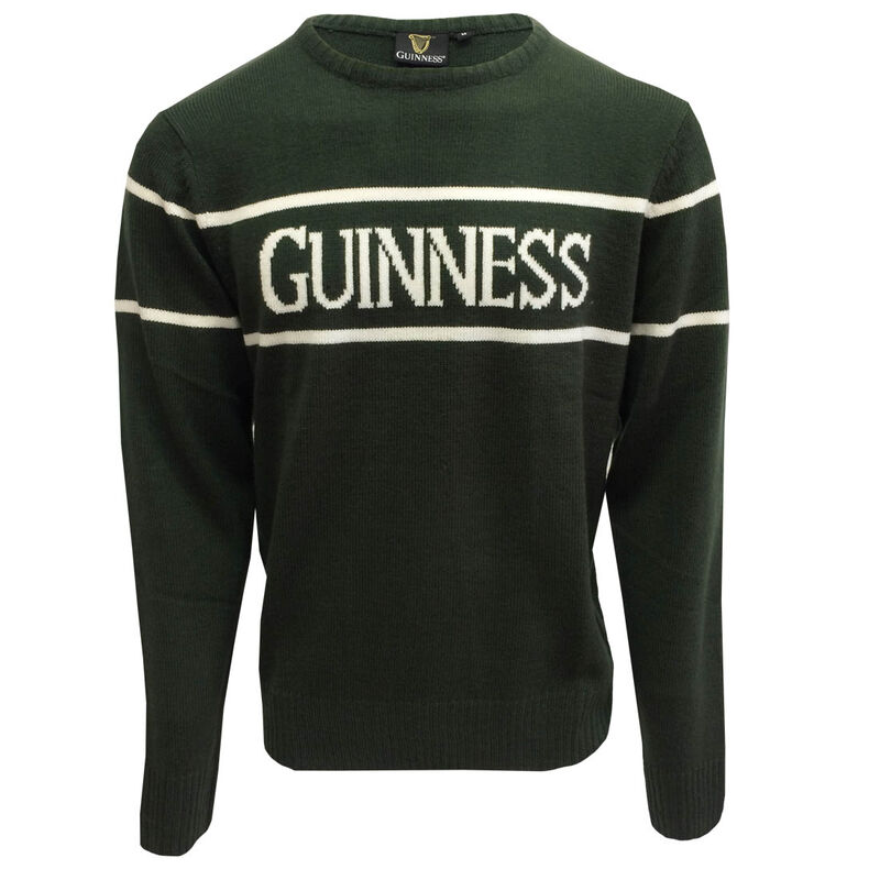 Official Guinness Unisex Knit Crew Neck Sweater- Bottle Green