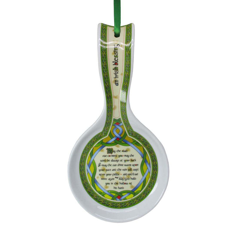 New Bone China Spoon Rest With Irish Blessing And Celtic Design  22Cm