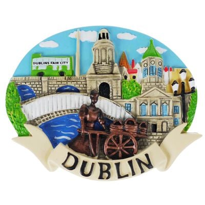 Irish Resin Magnet With Molly Malone And Scenes Of Dublin Design