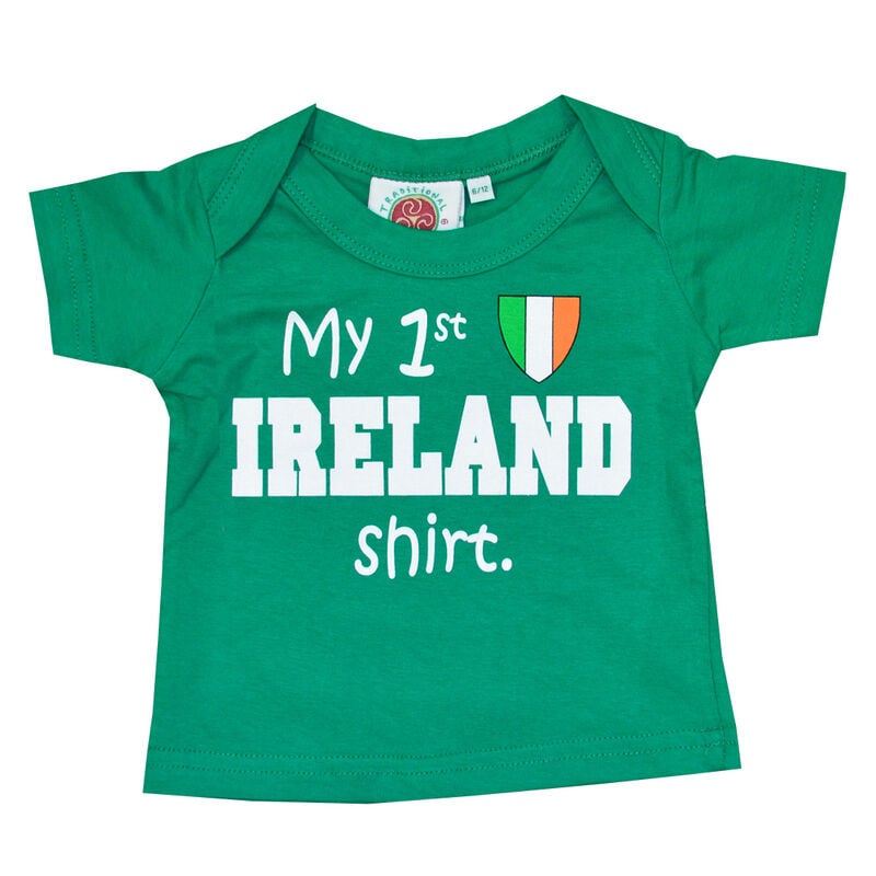 Green Kid's T-Shirt With 'my 1St Ireland Shirt' andamp; Tricolour Crest Print