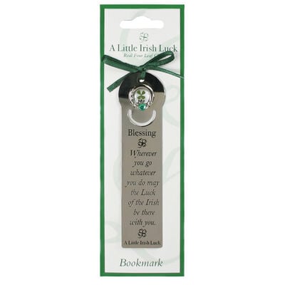 Four Leaf Clover Bookmark With Irish Blessing