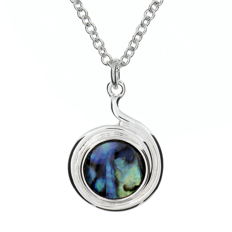 Silver Plated Carrick Silverware Spiral Teardrop With Turquoise Stone Pendant