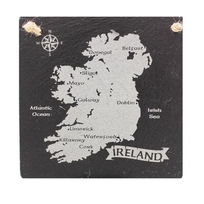 Irish Slate Rectangular Hanging Plaque With Irish Map Design