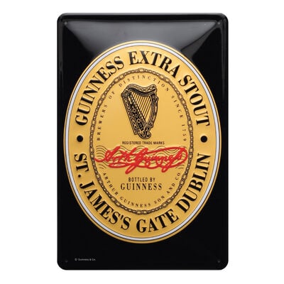 Guinness Metal Sign With Iconic Guinness Heritage Label (20Cm X 30Cm)