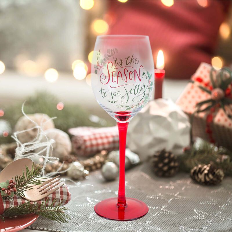 Tis The Season To Be Jolly Christmas Wine Glass