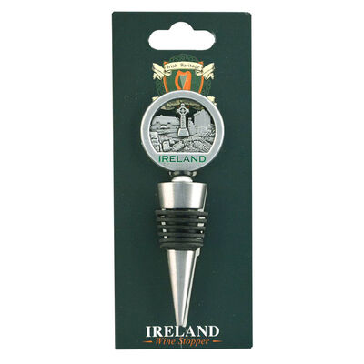 Metal Wine Stopper With Round Shape And Ireland Landmarks Design