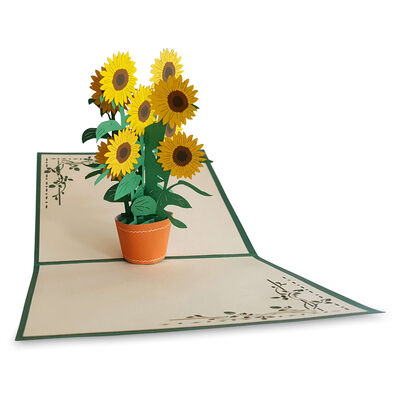 Pop-up Card Green Colour with Sunflower Design
