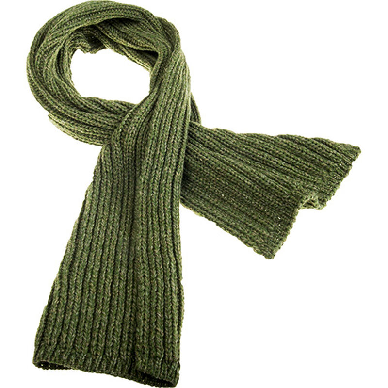 Cozy Unisex Pull Through Ribbed Woollen Knitted Scarf In Fern Green 