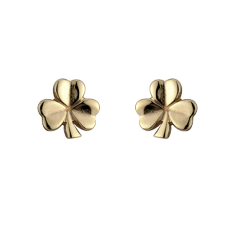 Gold Plated Shamrock Stud Earrings