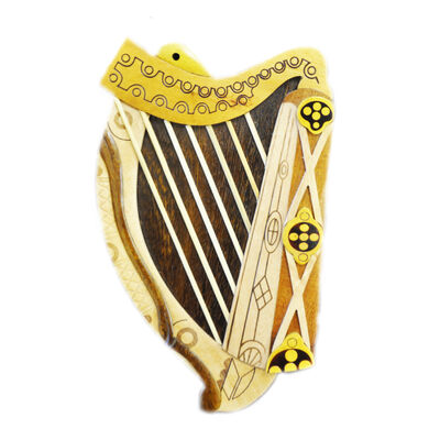 Wooden Irish Harp Plaque Designed Intarsia Product 200Mm X125Mm