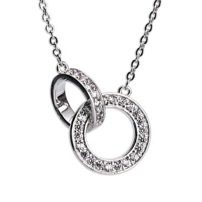 Newgrange Silver Interlocking Diamante Necklace