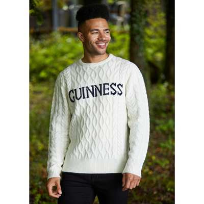 White Guinness Aran Knit Sweater