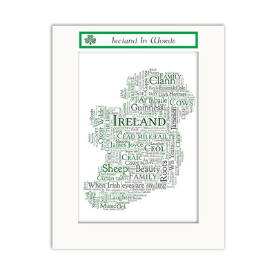 Jumble Ink - Ireland In Words  With Map of Ireland Design Wall Art