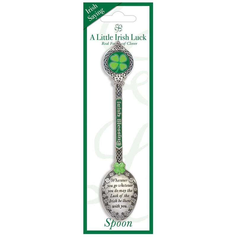Clover Collectable Spoon With Irish Saying And Irish Blessing Text