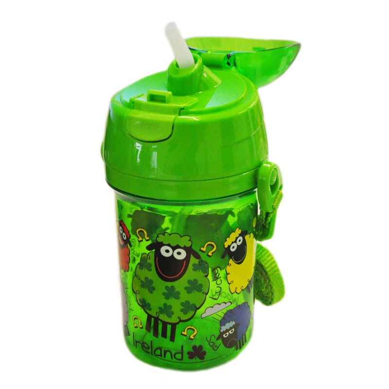 Green Plastic Wacky Woollies Beaker With Pop Up Lid And Adjustable Strap