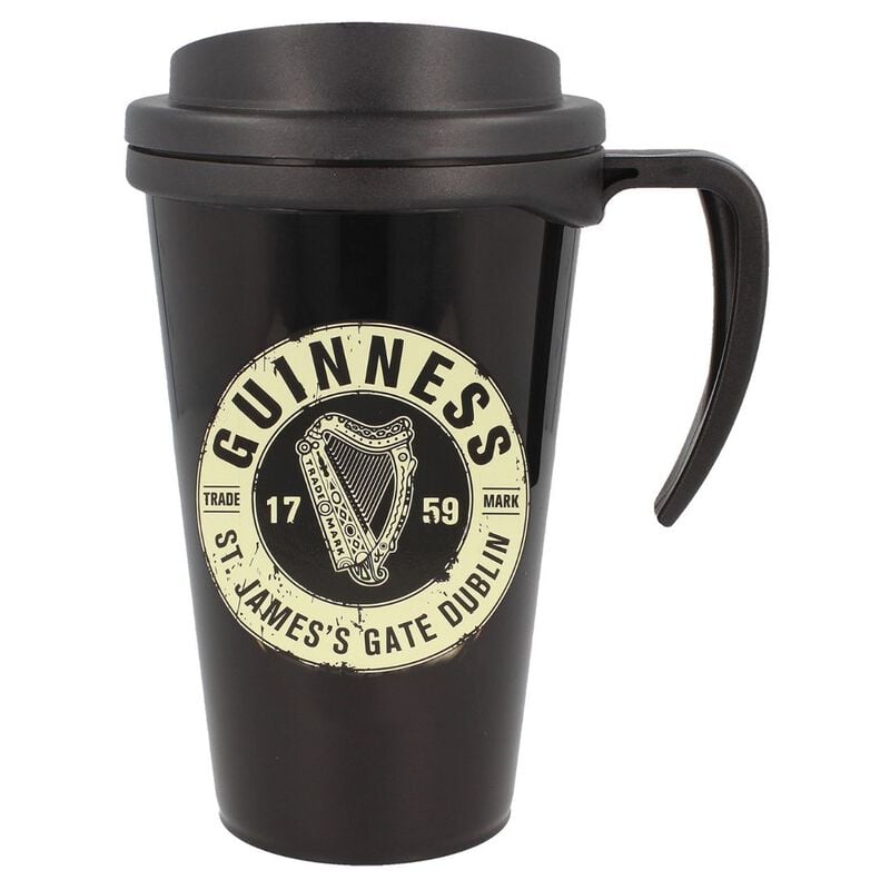 Official Guinness Merchandise Black Travel Mug With Guinness Label