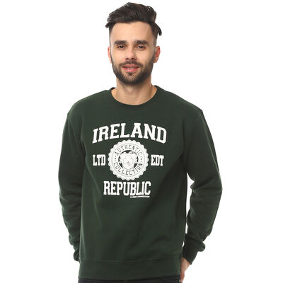 Pullover Sweater With Ireland Republic Print  Forest Green Colour