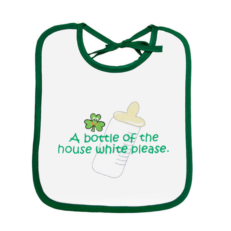 Baby Bib 'a Bottle Of The House White Please' Print