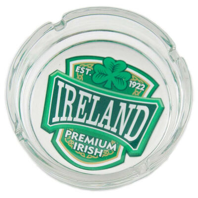 Glass Ashtray With Green Ireland Varsity Shield