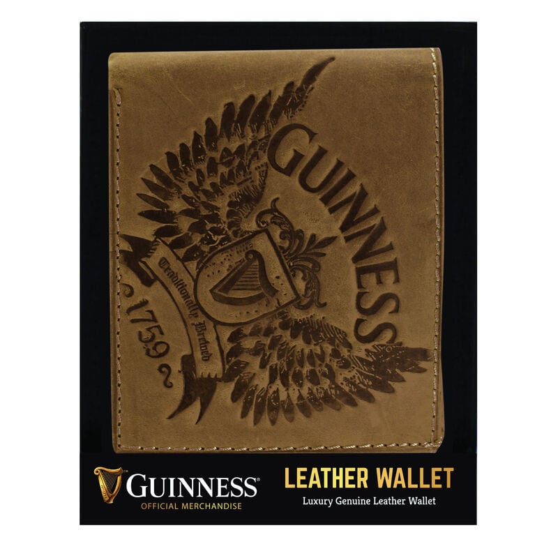 Guinness Brown Leather Wallet With Wings Print