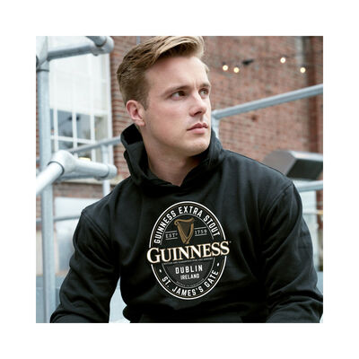 Guinness Pullover Hoodie With Large Brewed In Dublin Label  Black Colour