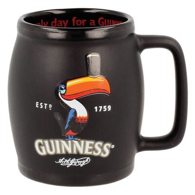 Official Guinness Barrel Mug With Toucan And Pint Glass Design