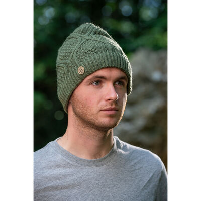 Irish Knitwear Co. Knitted Beanie Hat, Forest Green Colour