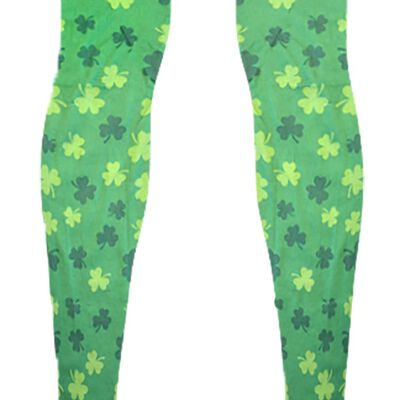 Luck Of The Irish Green Coloured Tights With Mini Green Shamrock's Design