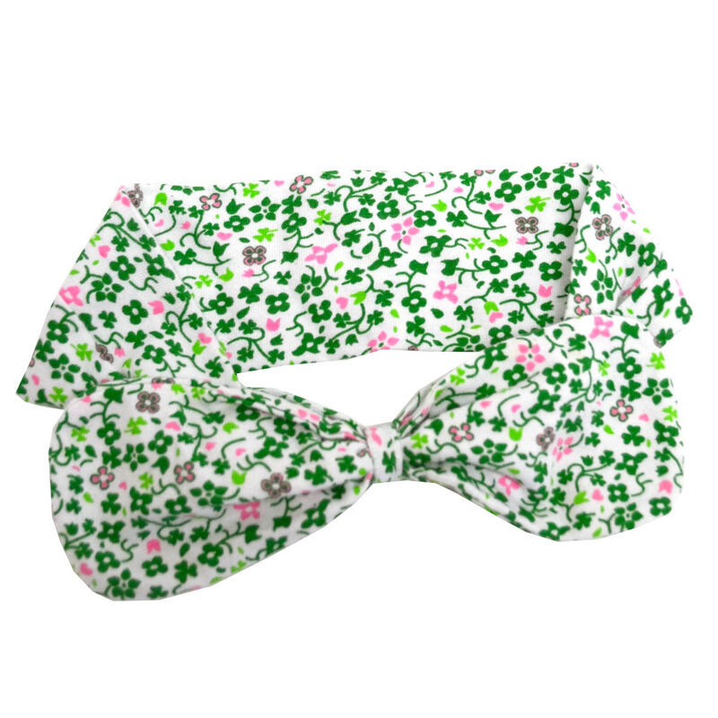 Irish Girl White Baby Headband With Green And Pink Flower Design