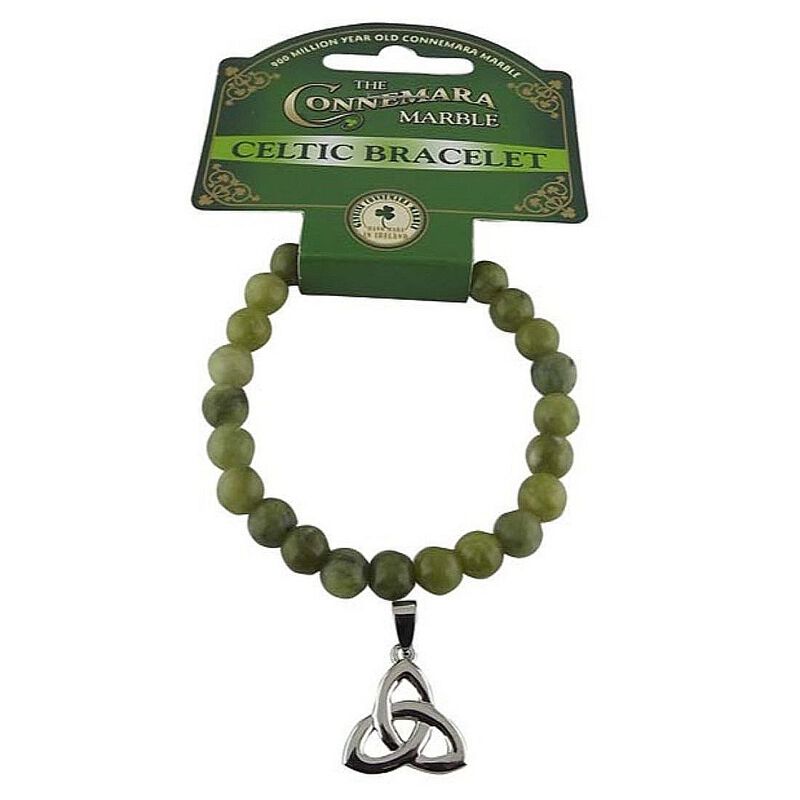 Connemara Marble Celtic Charm Bracelet With Trinity Knot Charm