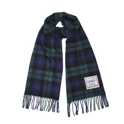 Heritage Traditions Black Watch Wool Scarf With Black  Blue and Green Tartan Design