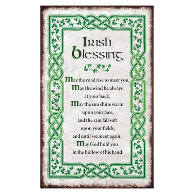 Irish Blessing T-Towel With A Green Celtic  Boarder And Shamrock Design