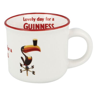 Ceramic Guinness White Espresso Mug With Toucan Label Design