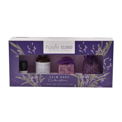 The Purle Cloud Lavender Calm Baby Gift Set - Oil, Mist Spray, Soap and Petals