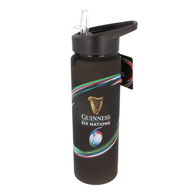 Guinness Official Merchandise Six Nations Plastic Water Bottle Black Colour With Guinness Harp Logo