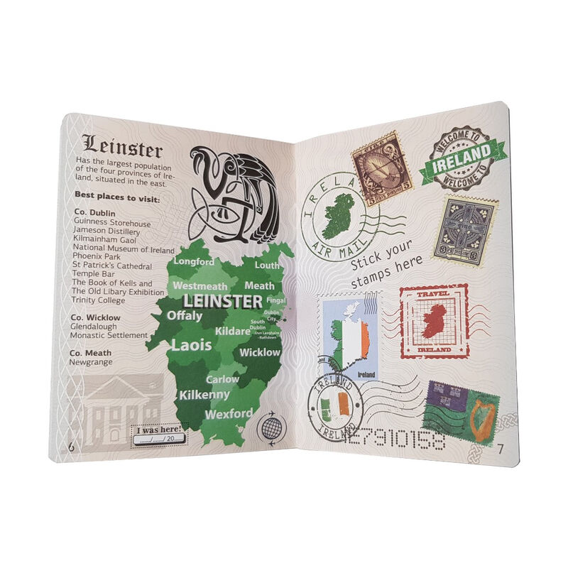 Funny Irish Tourist Passport With Irish Landmarks  Phrases And Symbols