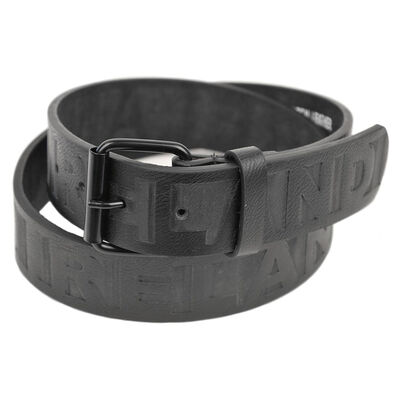 McCabe Collection Ireland Embossed Leather Belt  Black Colour