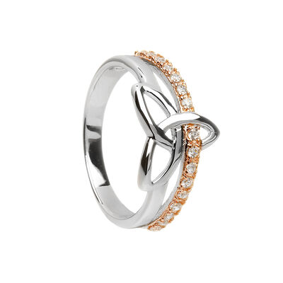 Sterling Silver And Rose Gold Ring With Celtic Trinity Design