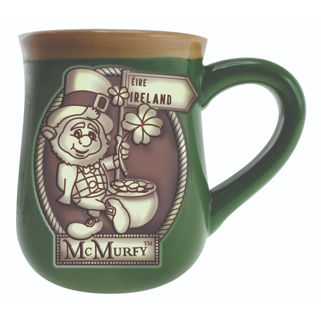 Buy Irish Style Green McMurfy Designed Pottery Mug With