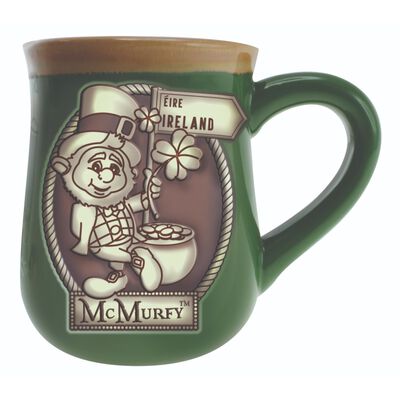 Irish Style Green McMurfy Designed Pottery Mug With Ireland Sign