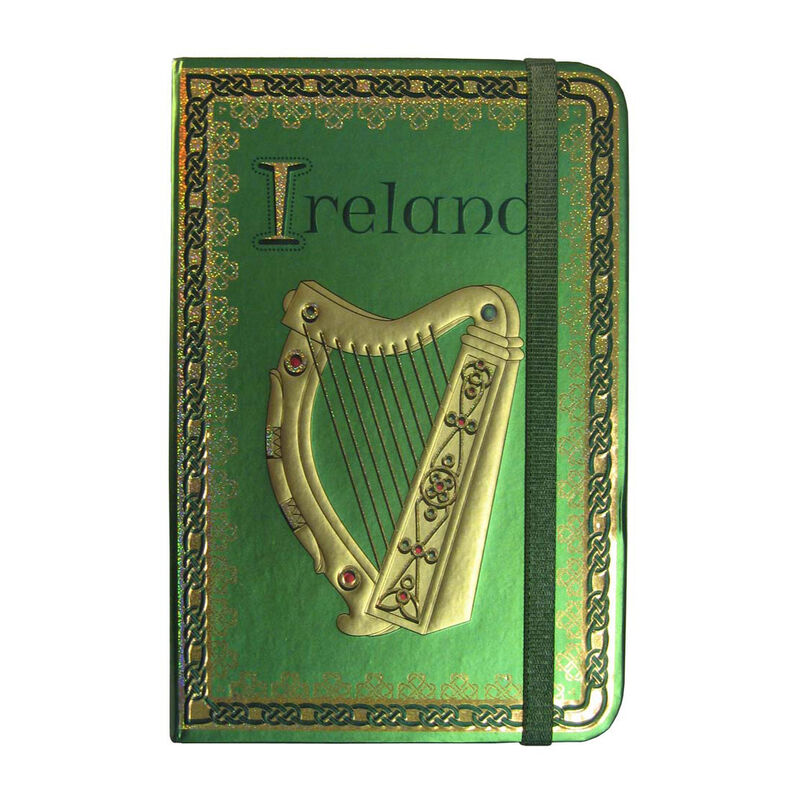 Ireland Harp Foil Notebook With A Celtic And Trinity Designed Border