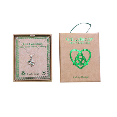 Grá Collection Silver Plated Shamrock With Mini Green Cubic Zirconia Stones Pendant