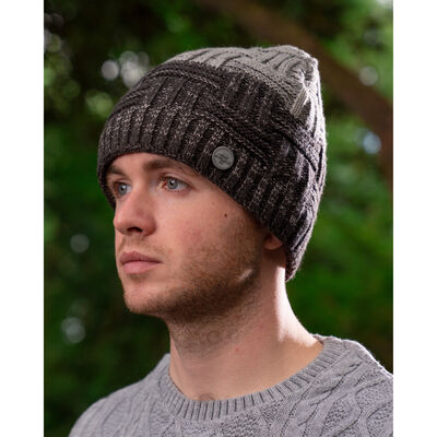 Irish Knitwear Co. Basket Weave Knitted Beanie Hat, 2 Tone Grey Colour